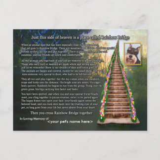 Rainbow Bridge Poem Pet Loss Sympathy Card