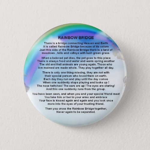 Rainbow Bridge Poem Pinback Button