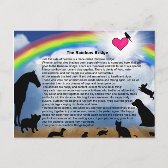 Rainbow Bridge Poem Postcard (Front)