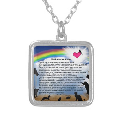 Rainbow Bridge Poem Silver Plated Necklace