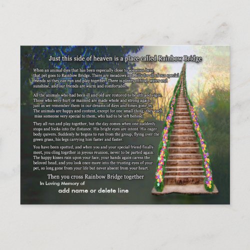 Rainbow Bridge Poem Sympathy Card