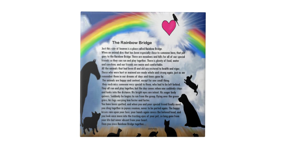 rainbow bridge poem tile zazzlecom