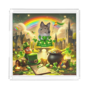 Rainbow Bridge Sable Collie on St. Patrick's Day Acrylic Tray