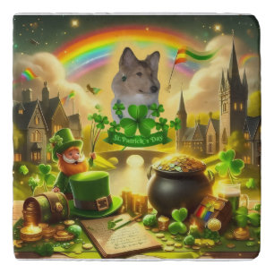 Rainbow Bridge Sable Collie on St. Patrick's Day Trivet
