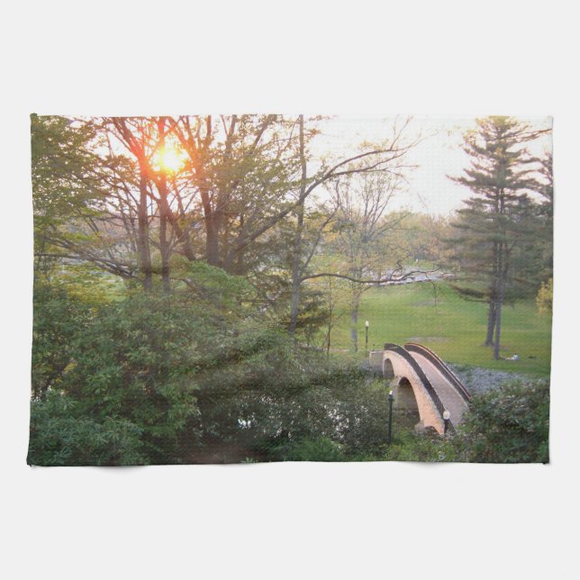 Rainbow Bridge Sunset at Grove City College Kitchen Towel (Horizontal)