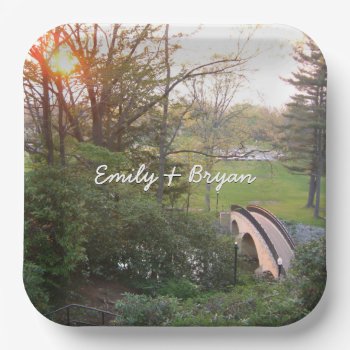 Rainbow Bridge Sunset At Grove City College Paper Plates by mlewallpapers at Zazzle