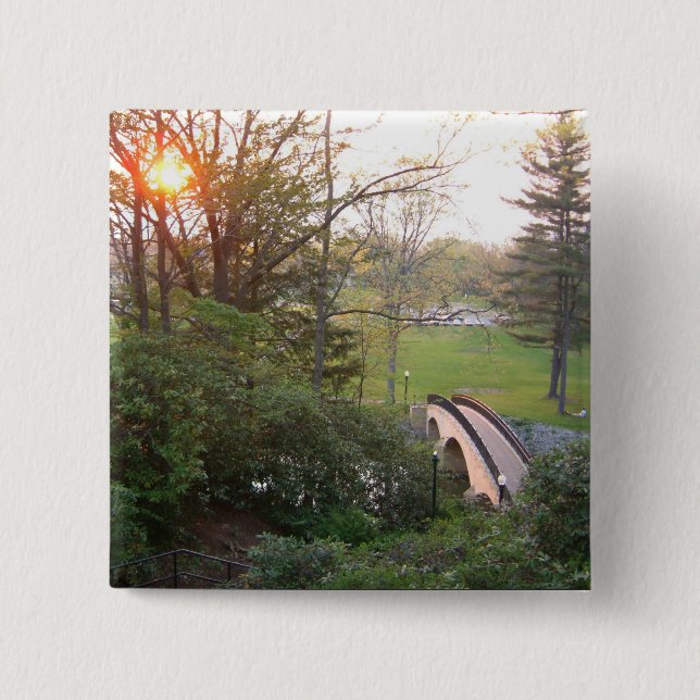 Rainbow Bridge Sunset at Grove City College Pinback Button (Front)