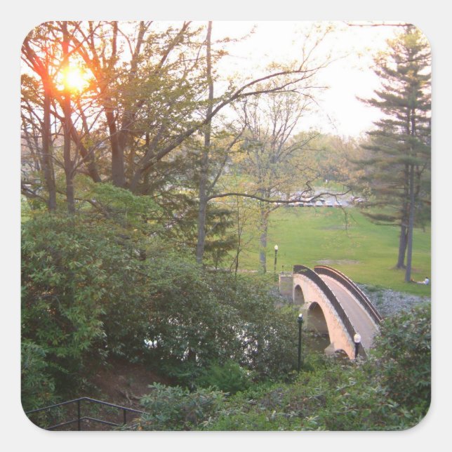 Rainbow Bridge Sunset at Grove City College Square Sticker (Front)