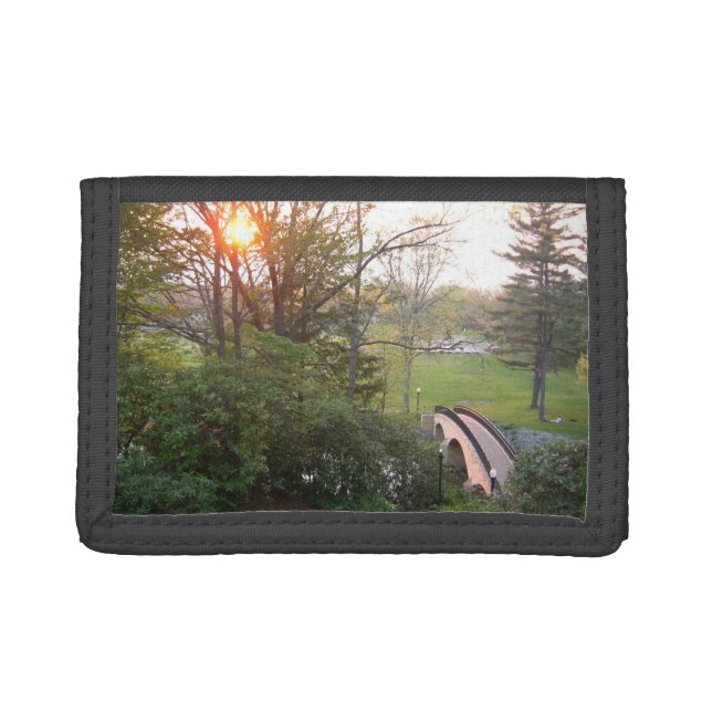 Rainbow Bridge Sunset at Grove City College Trifold Wallet (Front)