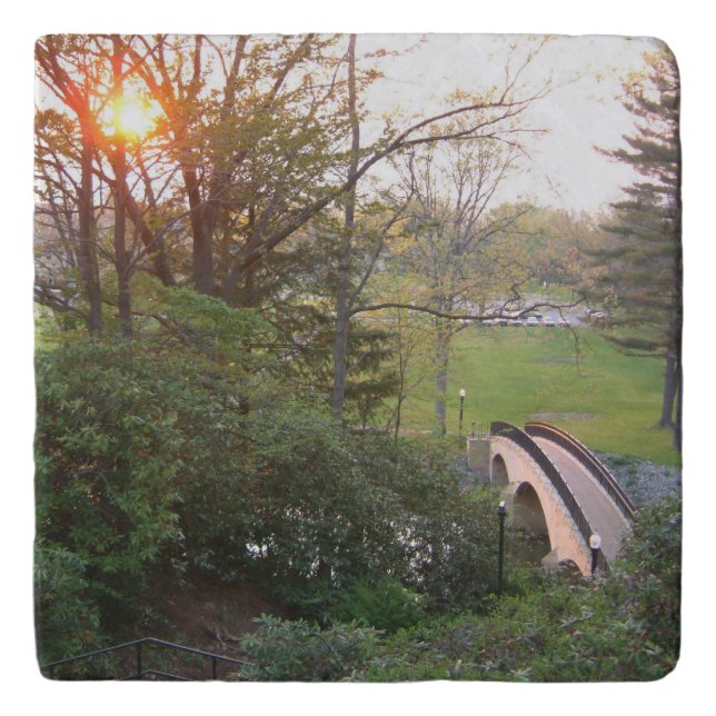 Rainbow Bridge Sunset at Grove City College Trivet (Front)