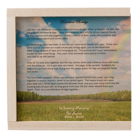 rainbow bridge sympathy keepsake box male dog wooden keepsake box