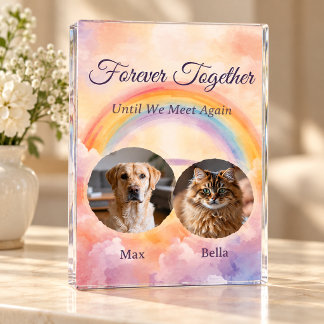 Rainbow Bridge Two Pet Photo Memorial Block