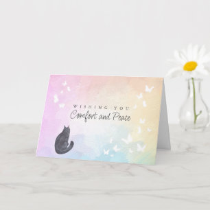 Rainbow Bridge Watercolor Black Cat Loss Sympathy Card