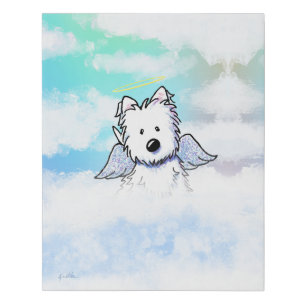 Rainbow Bridge Westie Angel Faux Canvas Print