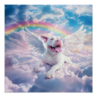 Rainbow Bridge, White Dog in Heaven  Poster