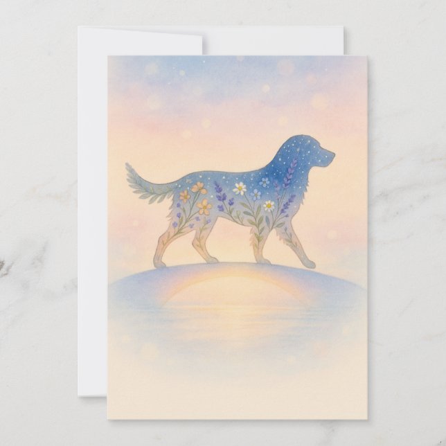 Rainbow Bridge Wildflower Pet Silhouette Holiday Card (Front)