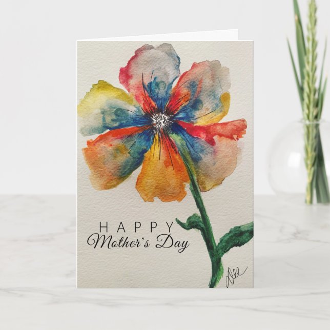 Rainbow Bright Abstract Flower Mother's Day Card (Front)