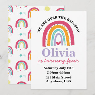 Rainbow Bright birthday party invitation