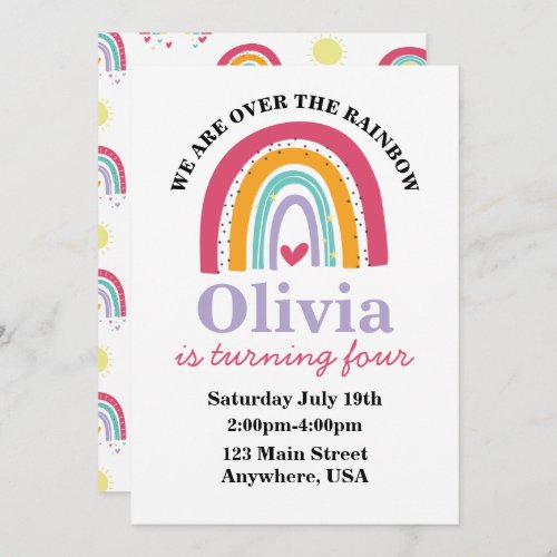 Rainbow Bright birthday party invitation 