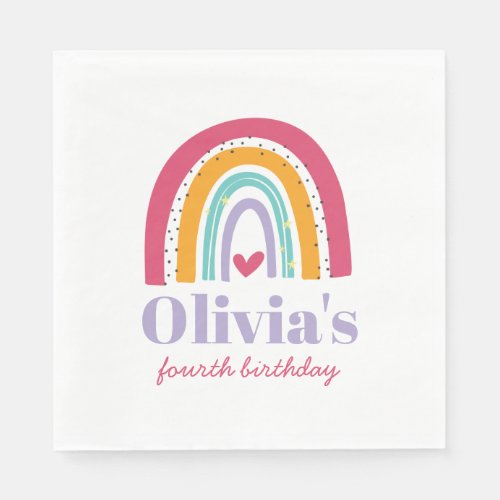 Rainbow Bright Birthday Party invitation  Napkins