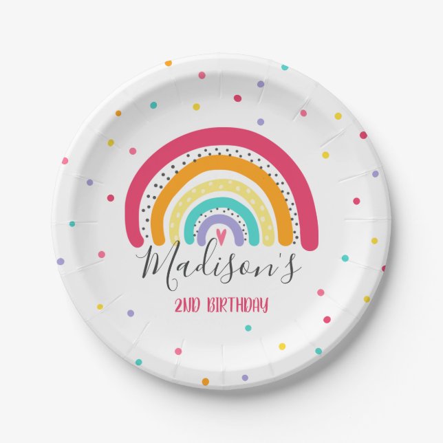 Rainbow Bright Birthday Party Tableware Decoration Paper Plates (Front)