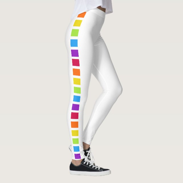 Rainbow Bright Colorful White Leggings (Right)