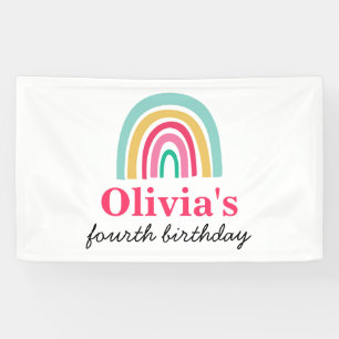 Rainbow bright colors birthday party banner