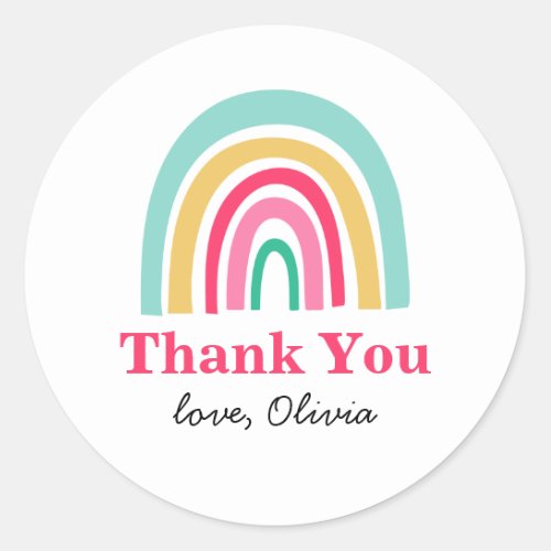 Rainbow bright colors birthday thank you favor classic round sticker