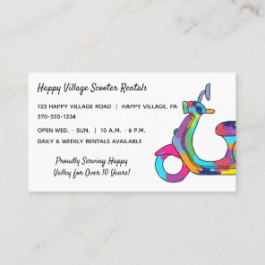 Rainbow Bright Colors Scooter Moped Rentals Repair Business Card