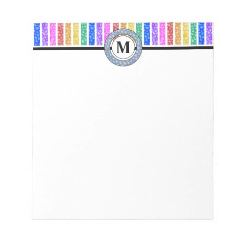 Rainbow Bright Monogram with Colorful Stripes Notepad