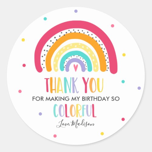 Rainbow Bright Party Favor Classic Round Sticker