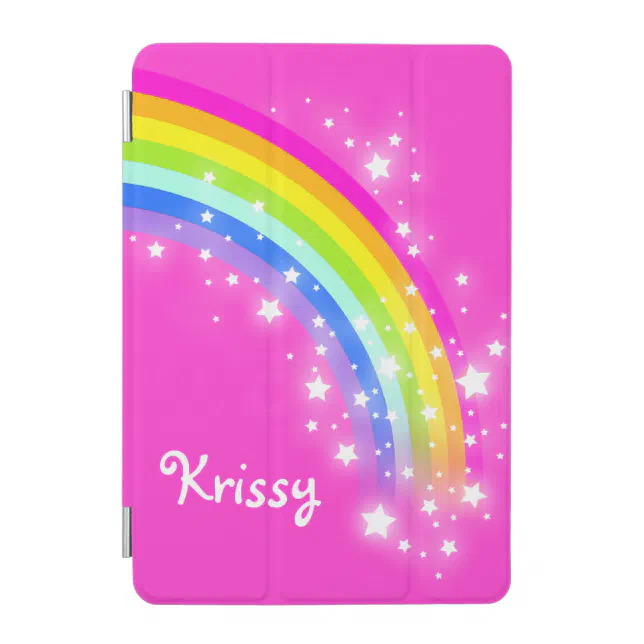 Rainbow bright pink girls named ipad cover | Zazzle