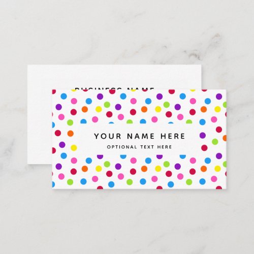 Rainbow Bright Polka Dots Confetti Pattern Busines Business Card