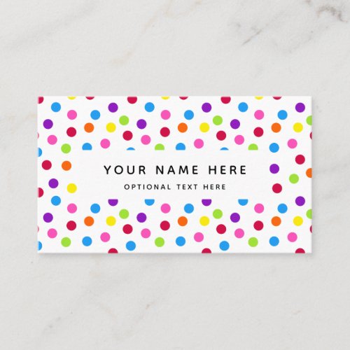 Rainbow Bright Polka Dots Confetti Pattern Business Card