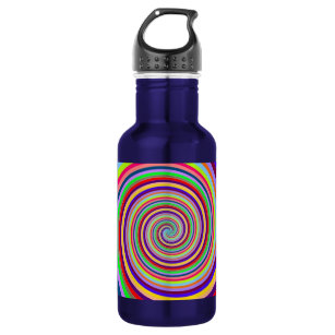 Rainbow bright psychedelic pop art candy swirl water bottle