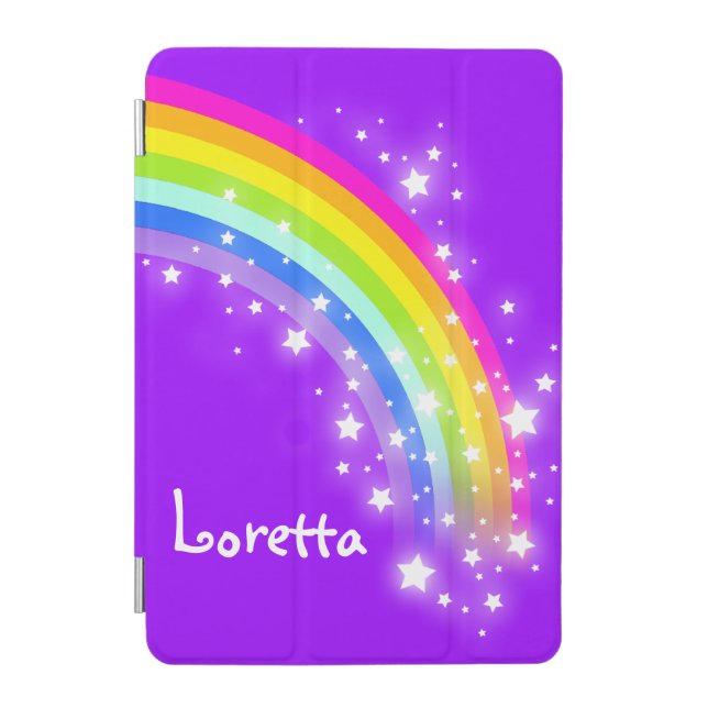 Rainbow bright purple girls named ipad cover (Front)