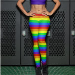 Rainbow Bright Striped Gay Pride Bold Colorful Leggings<br><div class="desc">Cute rainbow patterned leggings with bright red,  orange,  yellow,  green,  blue,  and purple horizontal stripes. The perfect pair of pants to wear to a pride parade or LGBT pride march. These are bold and fun!</div>