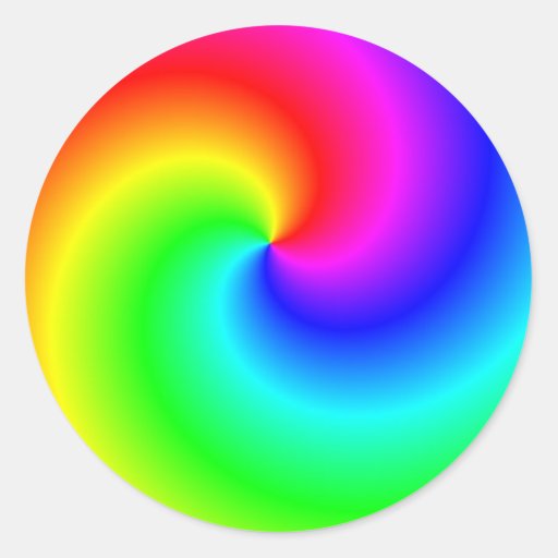 Rainbow bright swirls classic round sticker | Zazzle