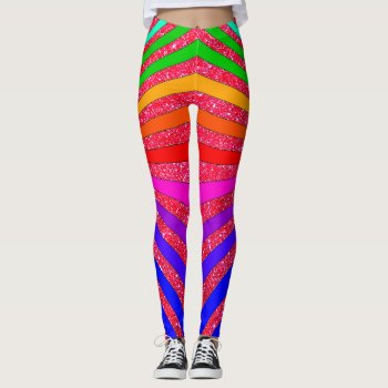 Rainbow Brights Pop Art Trendy Sparkly Fun Leggings by CricketDiane at Zazzle