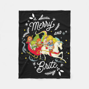 Rainbow Brite Christmas Merry And Brite Sleigh Rid Fleece Blanket