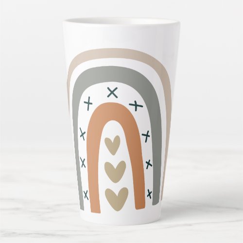 Rainbow brown beige gray modern white latte mug