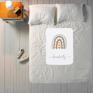 Rainbow brown beige gray white boho nursery cute baby blanket