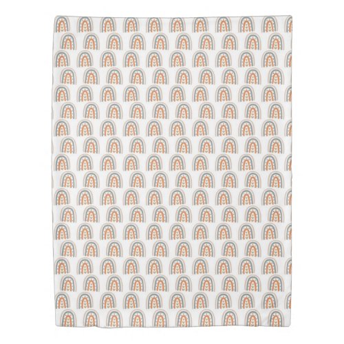 Rainbow brown beige gray white monogram girly duvet cover