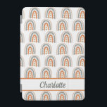 Rainbow brown beige gray white monogram girly iPad mini cover<br><div class="desc">A modern and trendy whimsical pattern with a chic white background.  Decorated with painted rainbows and hearts in beige,  gray and brown. Personalize and add your name.</div>