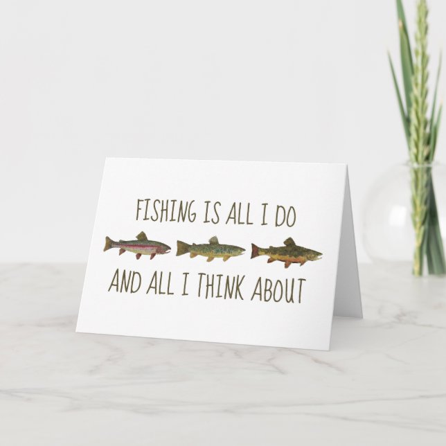 Rainbow Brown Brook Trout Fishing Quote Card (Front)