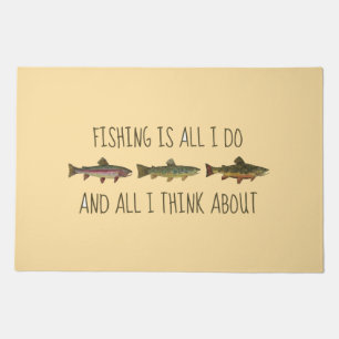 Rainbow Brown Brook Trout Fishing Quote Doormat