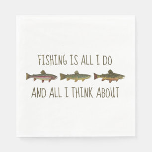 Rainbow Brown Brook Trout Fishing Quote Napkins