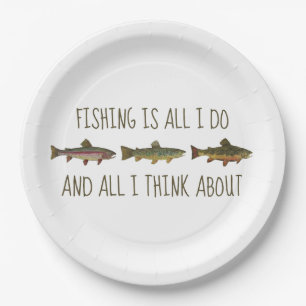 Rainbow Brown Brook Trout Fishing Quote Paper Plates