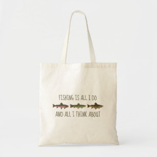 Rainbow Brown Brook Trout Fishing Quote Tote Bag