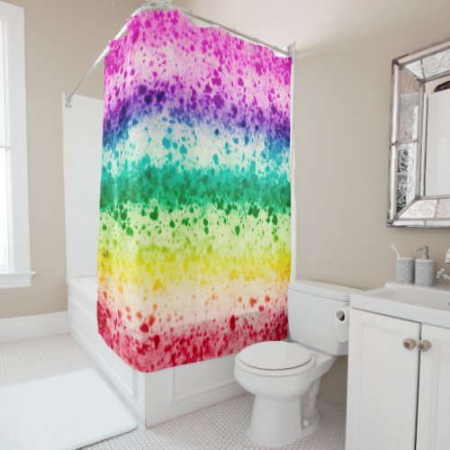 Rainbow Brush Splatter Modern Abstract Art Shower Curtain